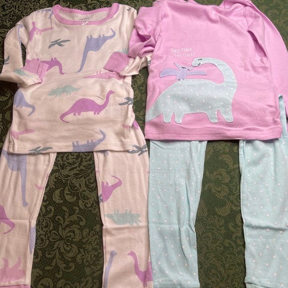 NWT 5t 5 4t 4 dinosaur pajamas carters easter spring passover trex girl birthday - Picture 3 of 7